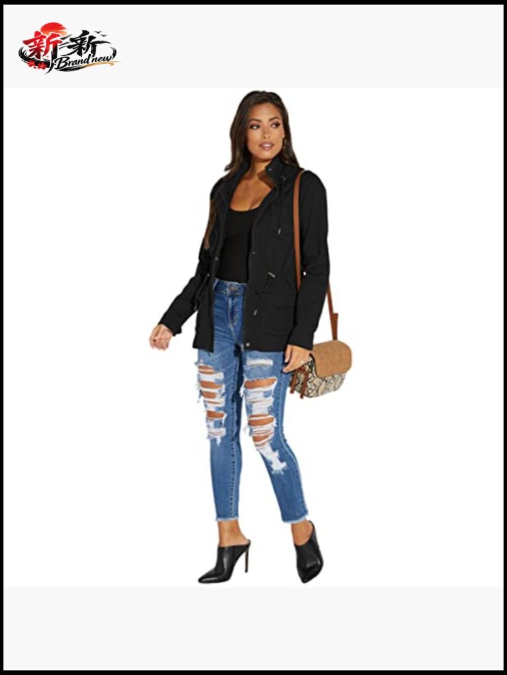 Camouflage Shacket Jacket Long Sleeve Zipper Canvas Camo with Pockets - Picture 4 of 4
